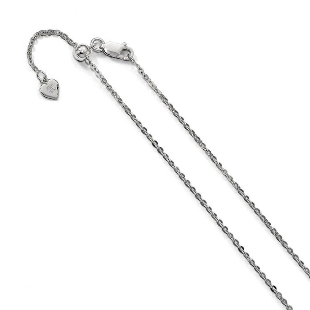 1.75mm Rhodium Plated Sterling Silver Adj. Cable Chain Necklace, 30in
